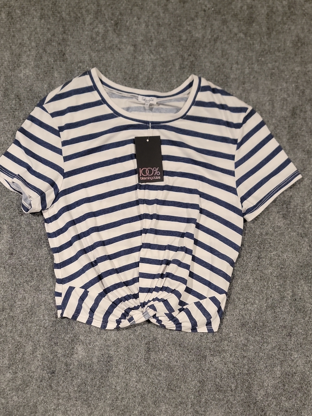 Splendid Navy & White Striped Twist Front Crop Top Size Medium NWT